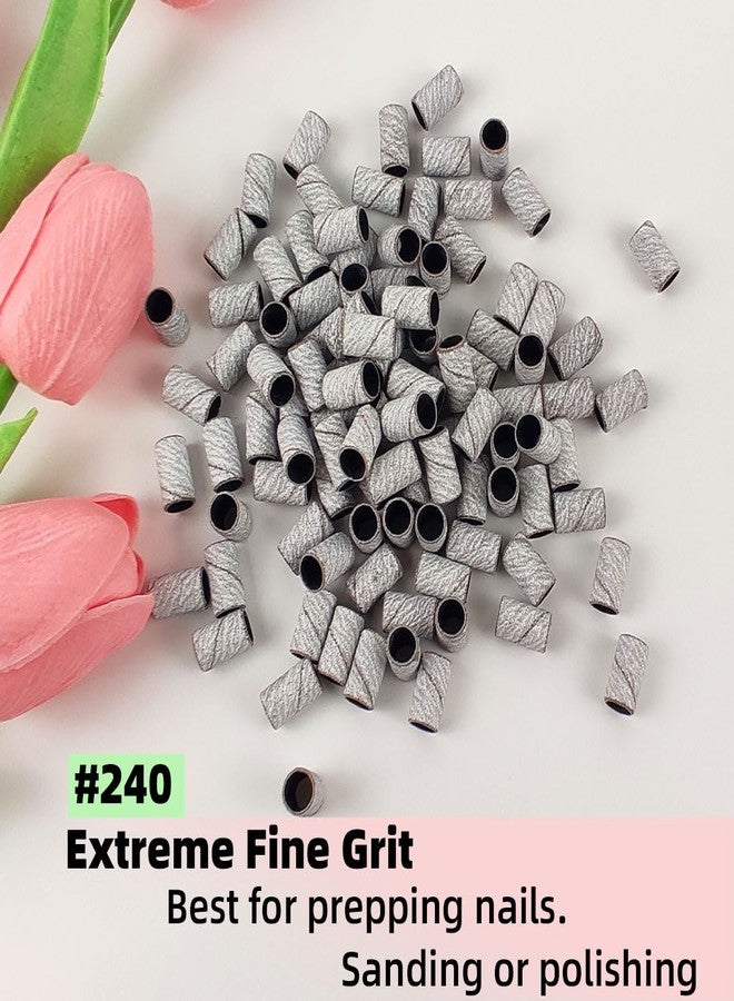 TKYZMS 100 Pcs (240 Grit White)Sanding Bands Nail Drill Bit with 0.31in diameter,Nail Drill Bits Extreme Fine Grit Sanding Band,Sanding Belt Upgrade Mandrel Bits,Professional Nail Drill Bit for Acrylic Nails - Image 4